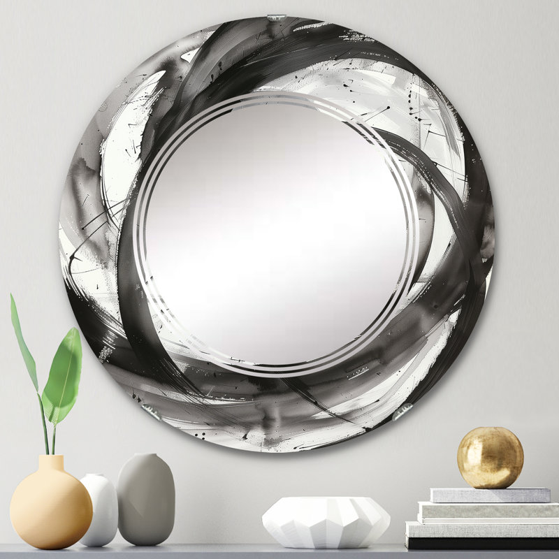 Black and White Minimalistic - Abstract Wall Mirror, 23.6" H x 23.6" W