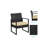 Rattan Bistro Set – Indoor/Outdoor Wicker With 2 Chairs And Tempered Glass Table, Black/Khaki