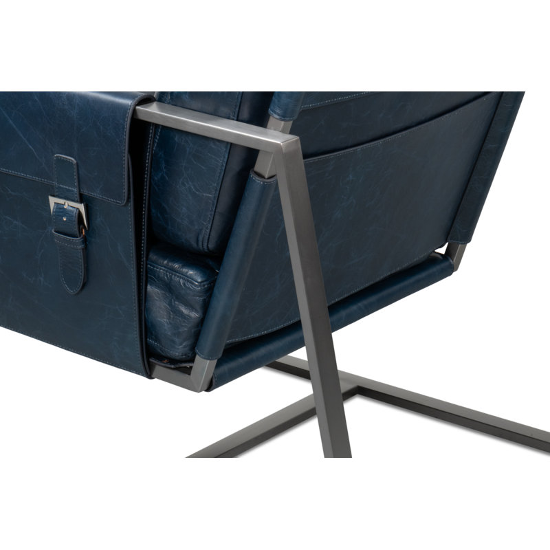 Edmonds Leather Armchair, Blue Leather