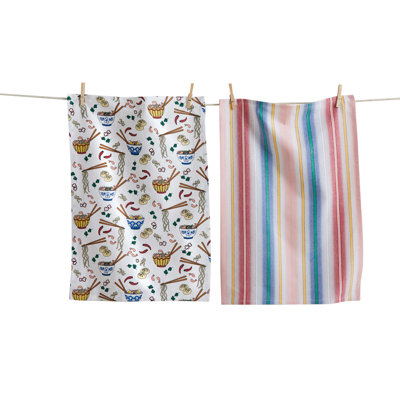 Noodle Bowl Dishtowel Set  Kitchen Textiles, Everyday Use, Machine Washable, Soft and Absorbent