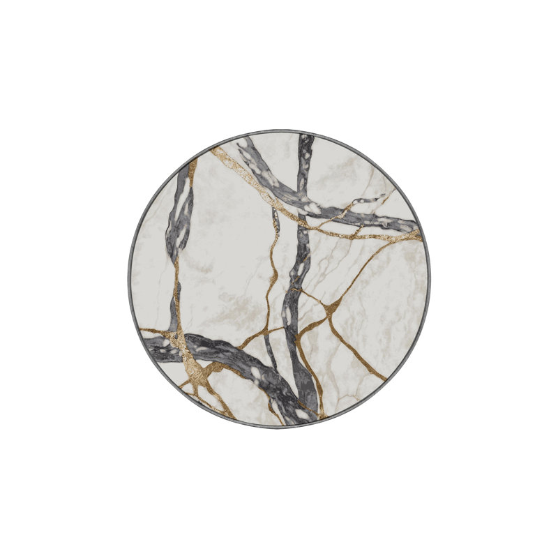 Machine Washable Gray Area Rug, Round 5'