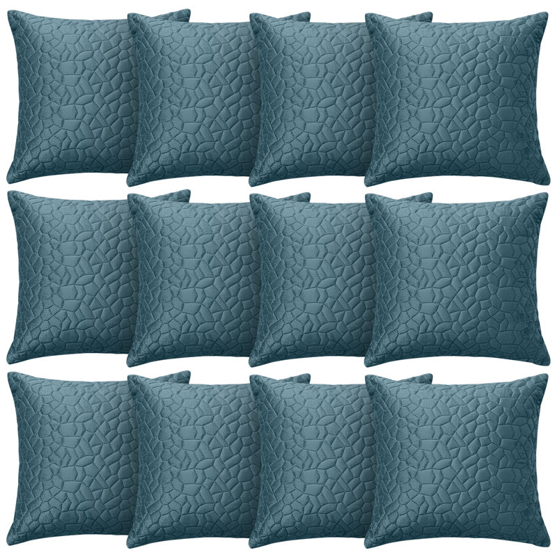 Aspire Homeware Geometric Square Velvet Cushion Covers, Teal, Pack of 12