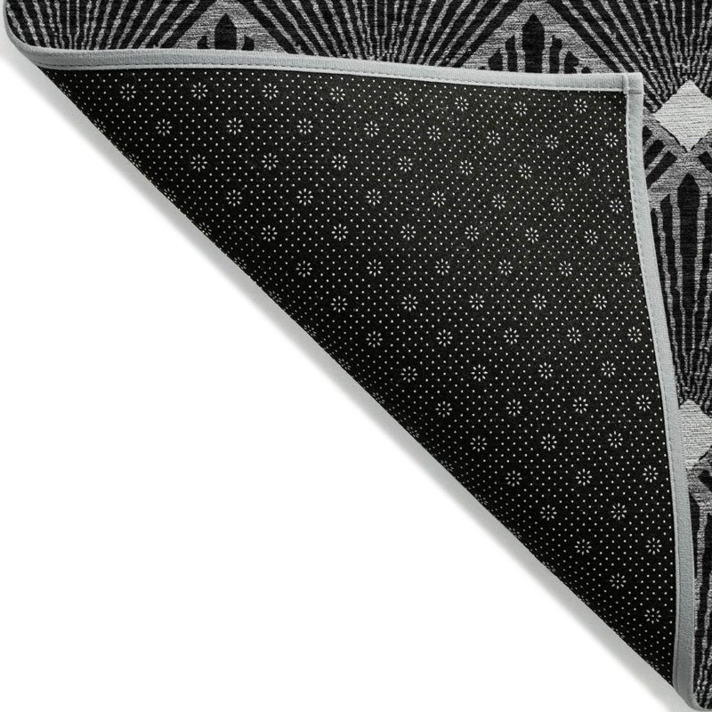 3' X 5' Black Gray And Ivory Geometric Washable Indoor Outdoor Area Rug