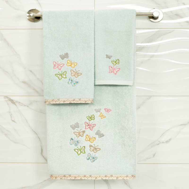 100% Turkish Cotton Towel Set, Aqua, 4 Piece Towel Set