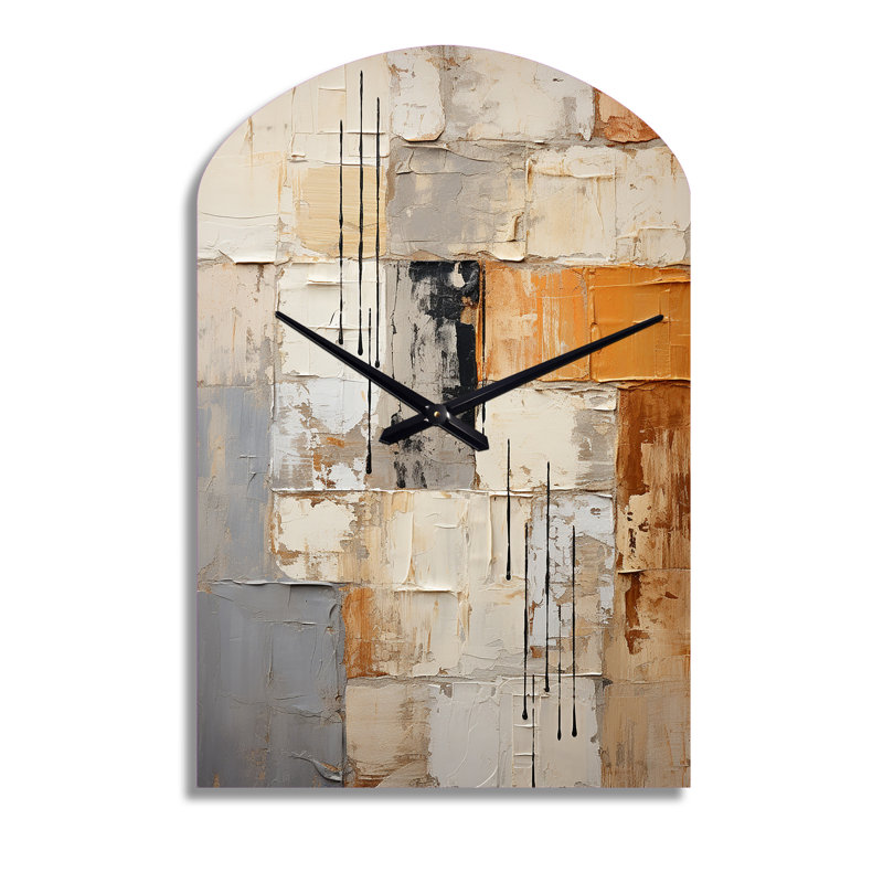 Abstraction I - Arch Shape Large Abstract Collages 3D Wall Clock, Medium