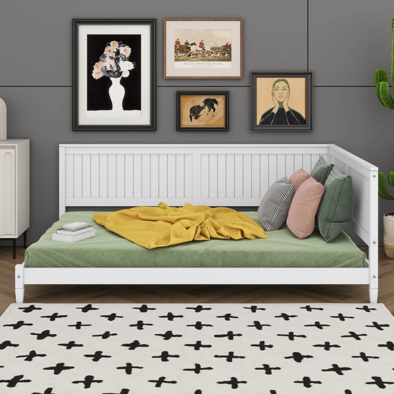 Ingus Wood Mid-Century Modern Daybed, Full, White