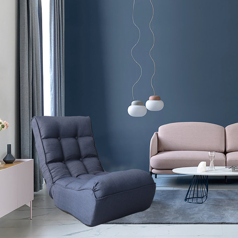 Fauteuil inclinable - rembourré de lin, chambre à coucher bleue ergonomique pliable, écoénergétique bleu marine