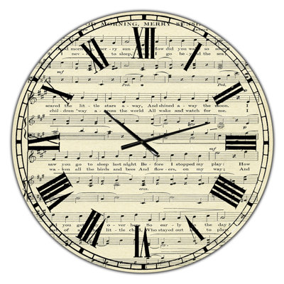 Goodmorning Merry Sunshine Music Score - Large Cottage Wall Clock