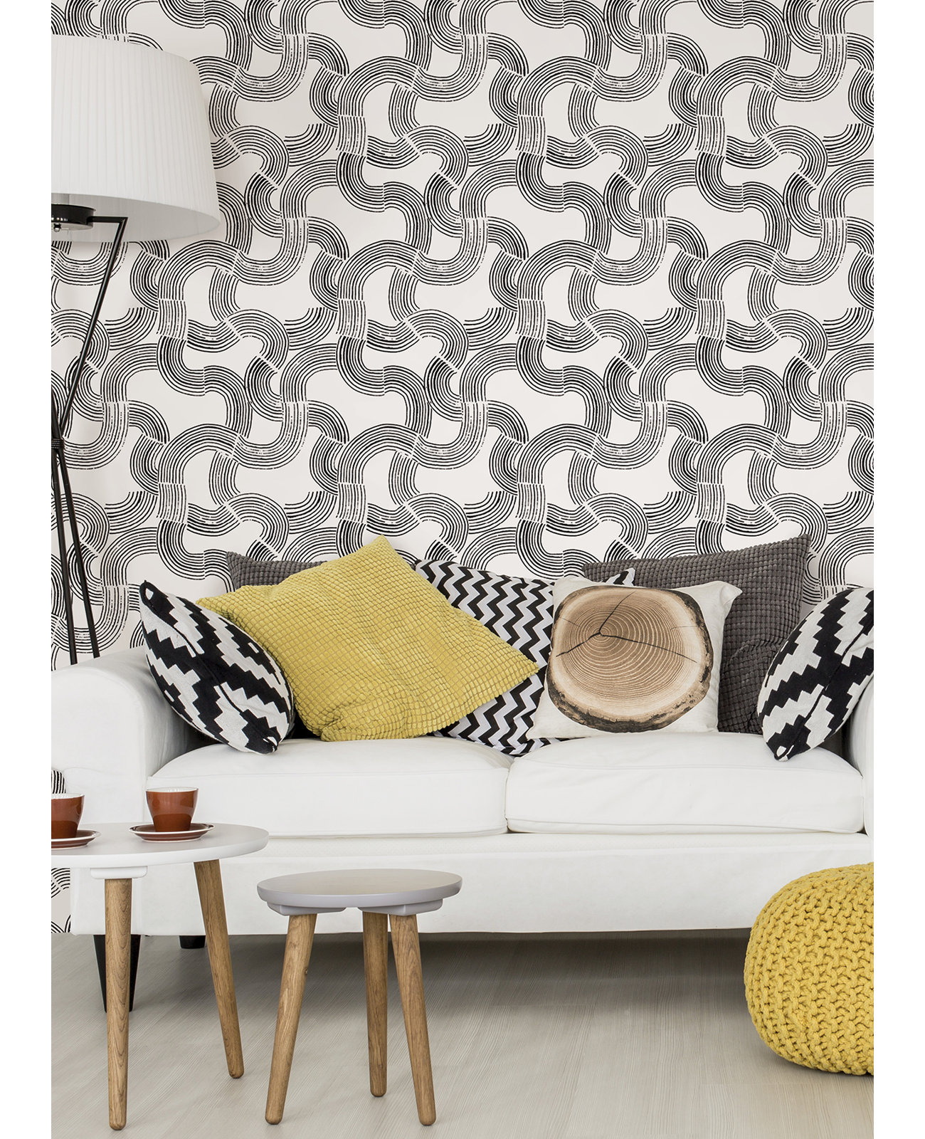 Diamond Mid-Century Peel & Stick Abstract Wallpaper, Noir