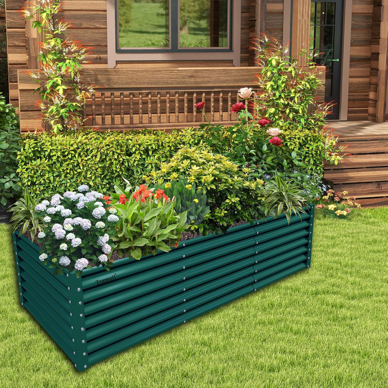 Ensemble de jardinière surélevée galvanisée 8X3X2Ft, Vert