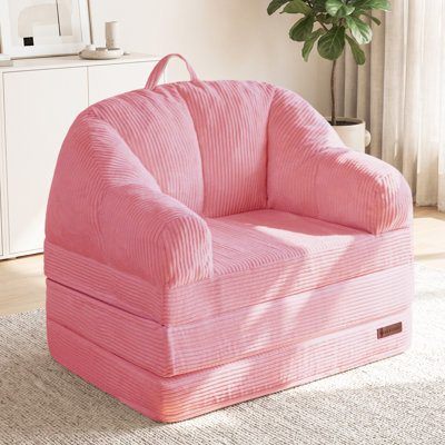 Fauteuil d'appoint pliant convertible 2 en 1 - Canapé-lit simple en velours côtelé avec méridienne, fauteuil d'appoint pour adultes, canapé de plancher avec poignée