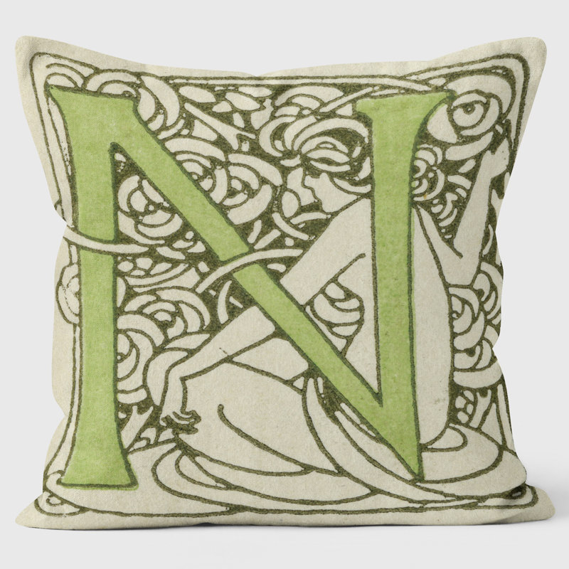Art Nouveau Alphabet "N" Cushion