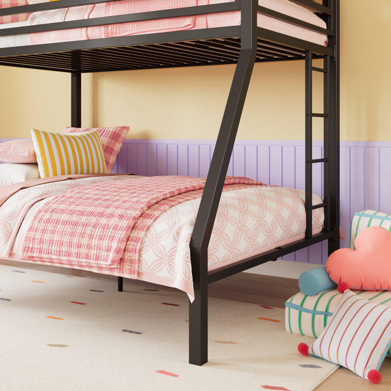  Labriola Twin over Full Bunk Metal Bed with Ladders, Noise Free, Black