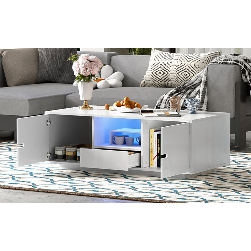 Table basse moderne ultrabrillante, Blanc