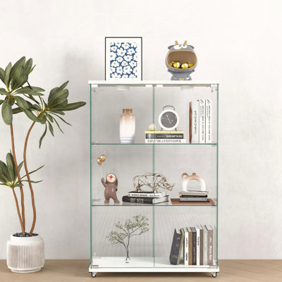 Vitrine en verre blanc avec lumières DEL