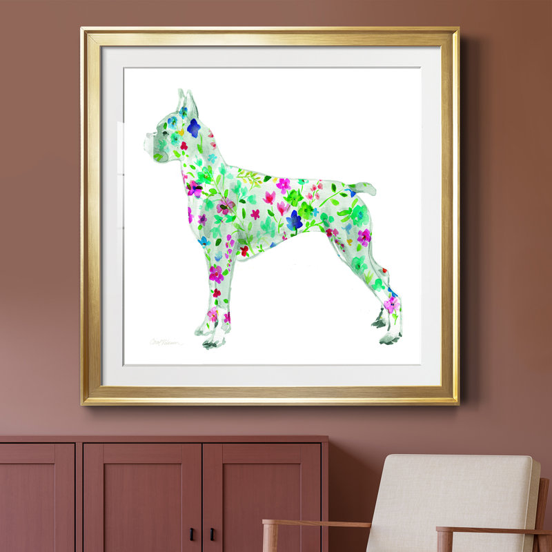 Tapisserie Boxer - peinture encadrée, Papier encadré doré, H 34,5 po x l 34,5 po x P 1,5 po
