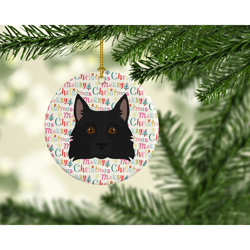 Ornement suspendu Schipperke Merry Christmas