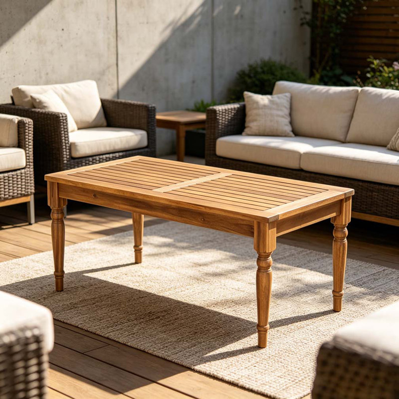 Table basse d'extérieur, finition naturelle