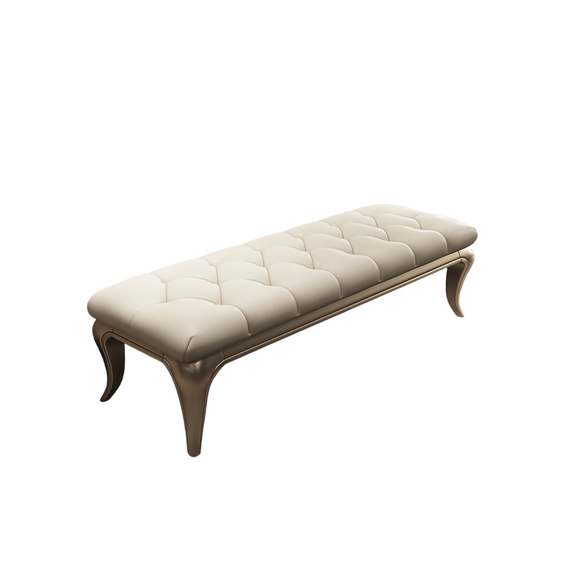 Banc de bout en bois massif Modern Luxury, Blanc cassé