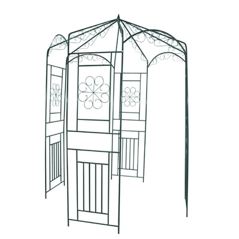 Support pour plante grimpante d'extérieur durable vert foncé en fer forgé Garden Arch