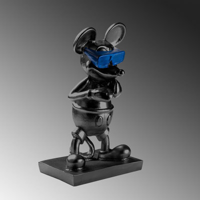 Hand-Painted Decorative Object, Black & Blue, 7.1 x 12.6 x 4.7 Inches | 100% Polyester, Lightweight 2.3 lbs | Unique Home Accent, Perfect for Living Room & Office Decor, Color Variations May Occur