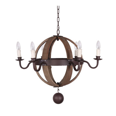 Alpine 5 - Light Wood Globe Chandelier
