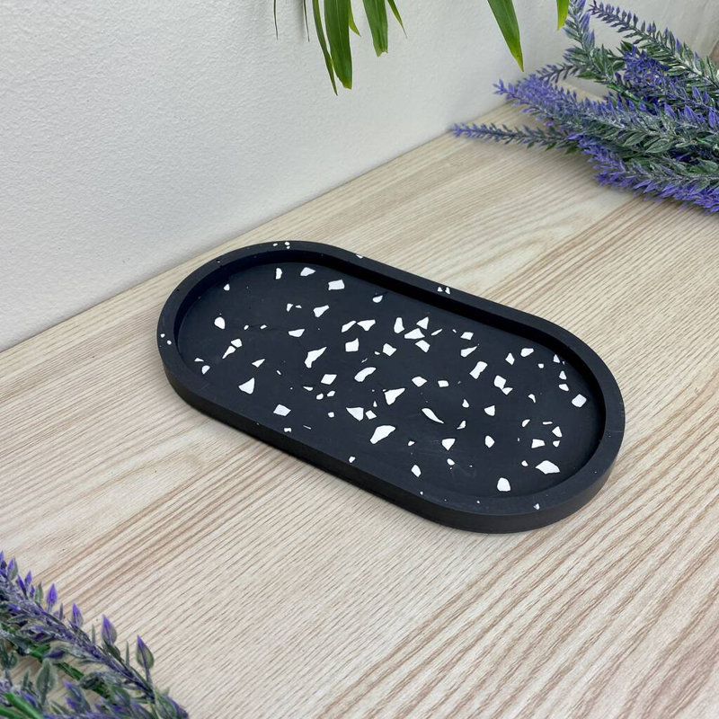 Oval Trinket Tray Dish, Black