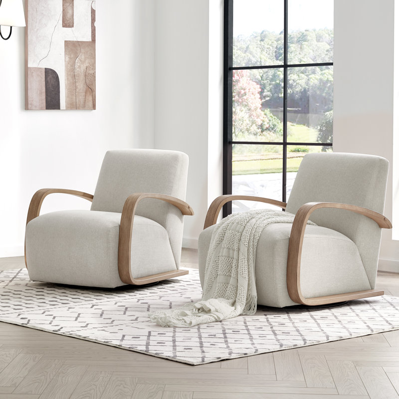 Fauteuil pivotant rembourré Brehana, Polyester gris clair