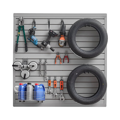 4x4 Ft Heavy Duty PVC Slatwall Panel Grey - Waterproof Garage Storage System with High Load Bearing Capacity