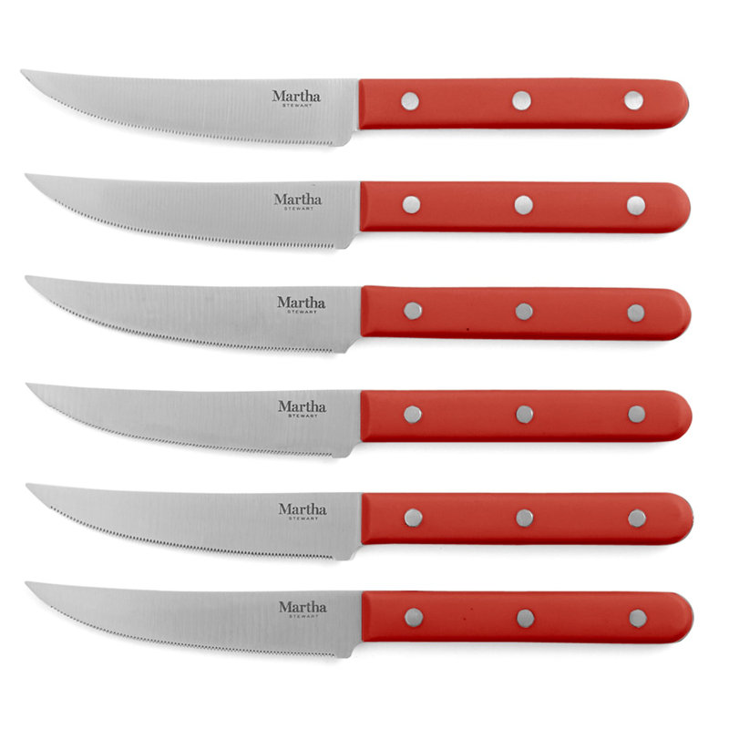 Eastwalk 14-Piece Red Stainless Steel Knife Set with Acacia Block