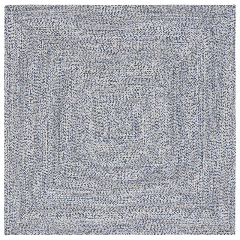 Tapis bleu foncé / ivoire tissé à la main Trombetta, Carré 5 pi, Dark Blue/Ivory