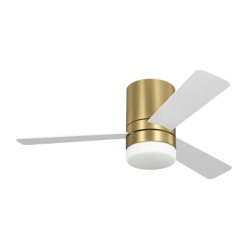 Kris Ceiling Fan with LED Lights, 44", Matte White, Burnished Brass