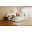 Lit tapissier Sleek Boucle avec tête de lit ondulée et coutures verticales