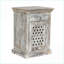 Table de chevet Boho en bois de manguier avec 1 tiroir & amp; 1 armoire de rangement
