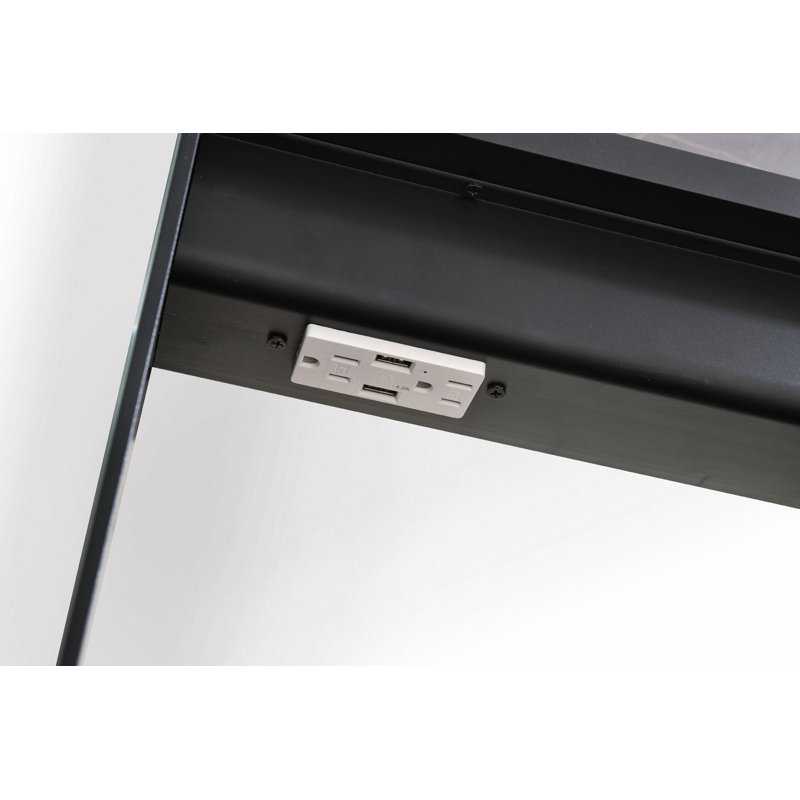 Armoire à pharmacie à DEL avec miroir, douilles, à intensité variable et antibuée, H 5,5 po x l 48 po x P 30 po, Matte Black