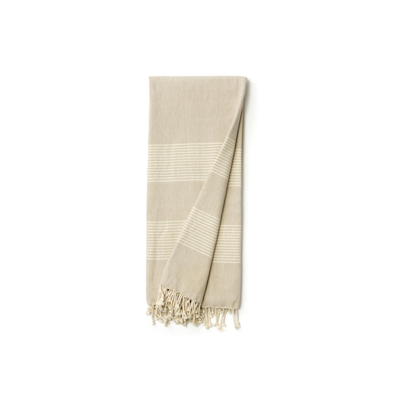 Kumes Handmade Striped Tablecloth, Taupe