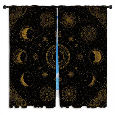 Rideaux célestes à motif de lune céleste avec astrologie obscurcissant et obscurcissant - 2 panneaux