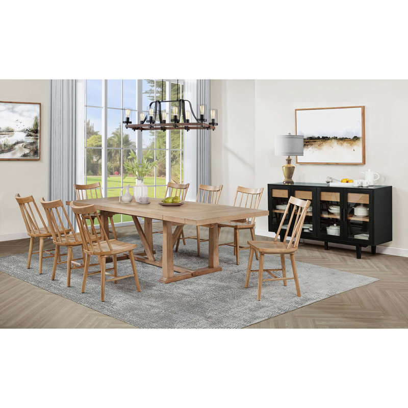 Ensemble de 2 chaises d'appoint en bois massif de style Windsor intemporel, Naturel