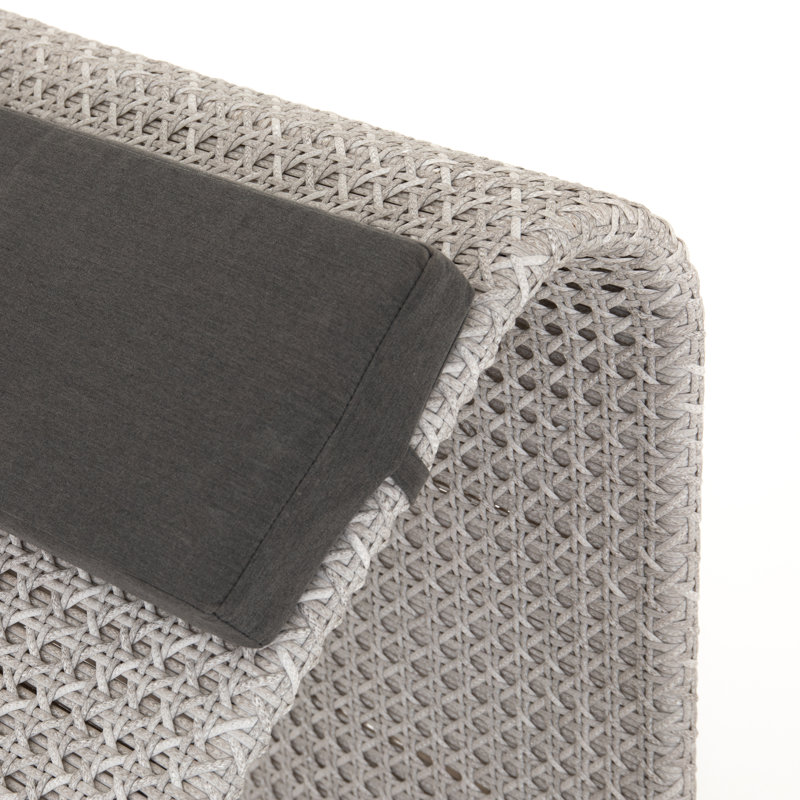Chaise longue simple avec coussins 80 "Kuno, Gris brossé
