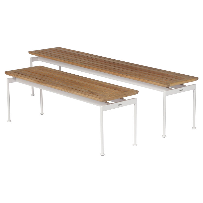 Layout Bench, Natural Teak/Arctic White, 17" H x 74" W x 15" D