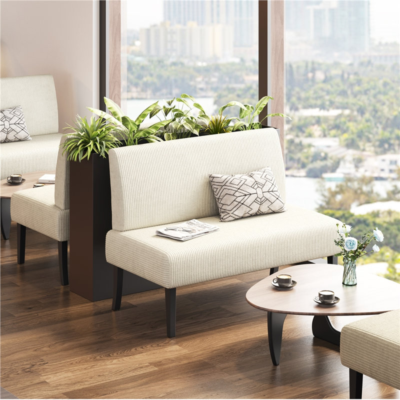 Corduroy Loveseat Small Couch Armless Chair with Rubberwood Legs, Beige