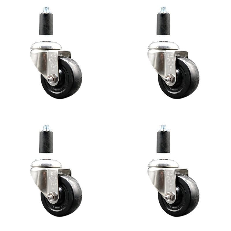Roulettes pivotantes, H 3,5 po x l 3,5 po