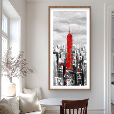 Impression de l'Empire State Building | Décoration intérieure mate encadrée grise