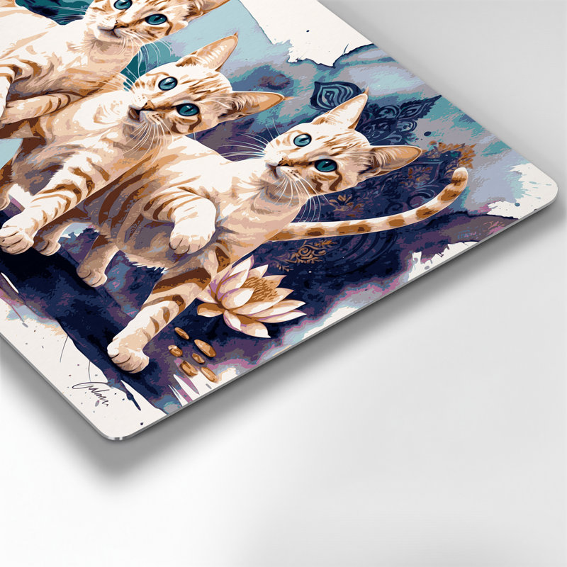 «Cats Mekong Bobtail», art mural en métal beige, H 20 po x l 30 po