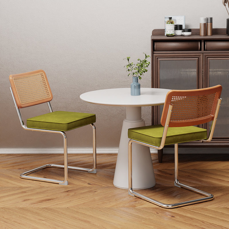 Chaise d'appoint rembourrée en velours Amyris, Chrome, Vert