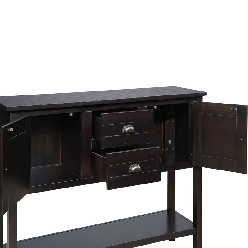 Armoire 48 po en bois massif avec beaucoup de rangement - Console avec tablette, Espresso