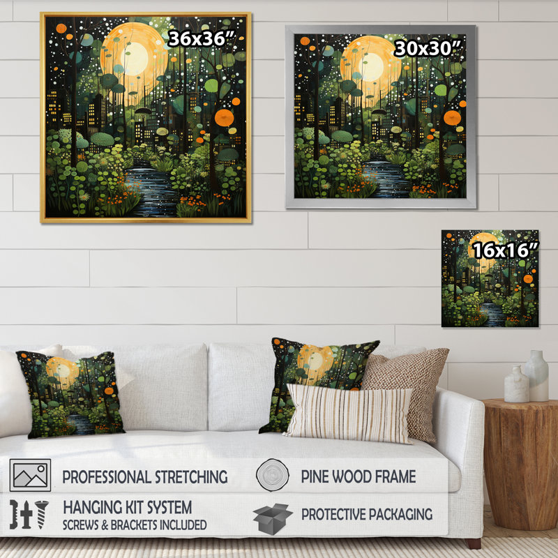 Green Yellow Urban Jungle I - Abstract Collages Wall Art Living Room, H 16 po x l 16 po x P 1 po