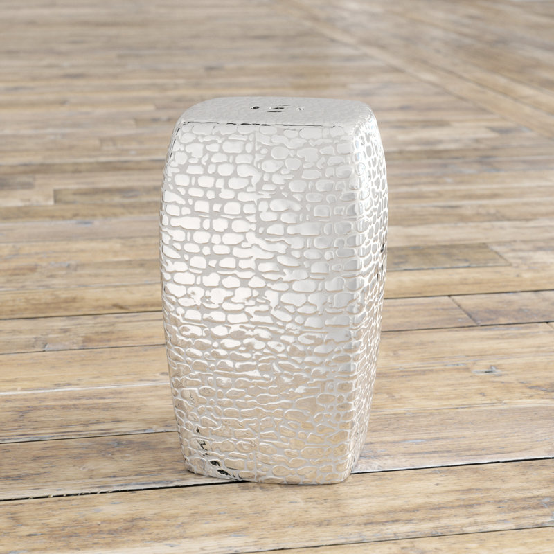 Amelee Ceramic Accent Stool, Silver