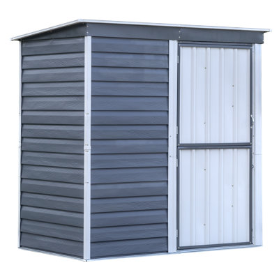 Shed-in-a-Box Steel Outdoor Storage Shed, 6 x 4 ft, Galvanized Charcoal