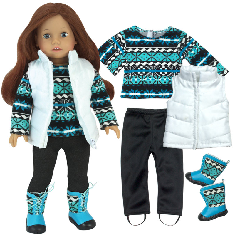 Doll Print Knit Sweater, Leggings, and Vest